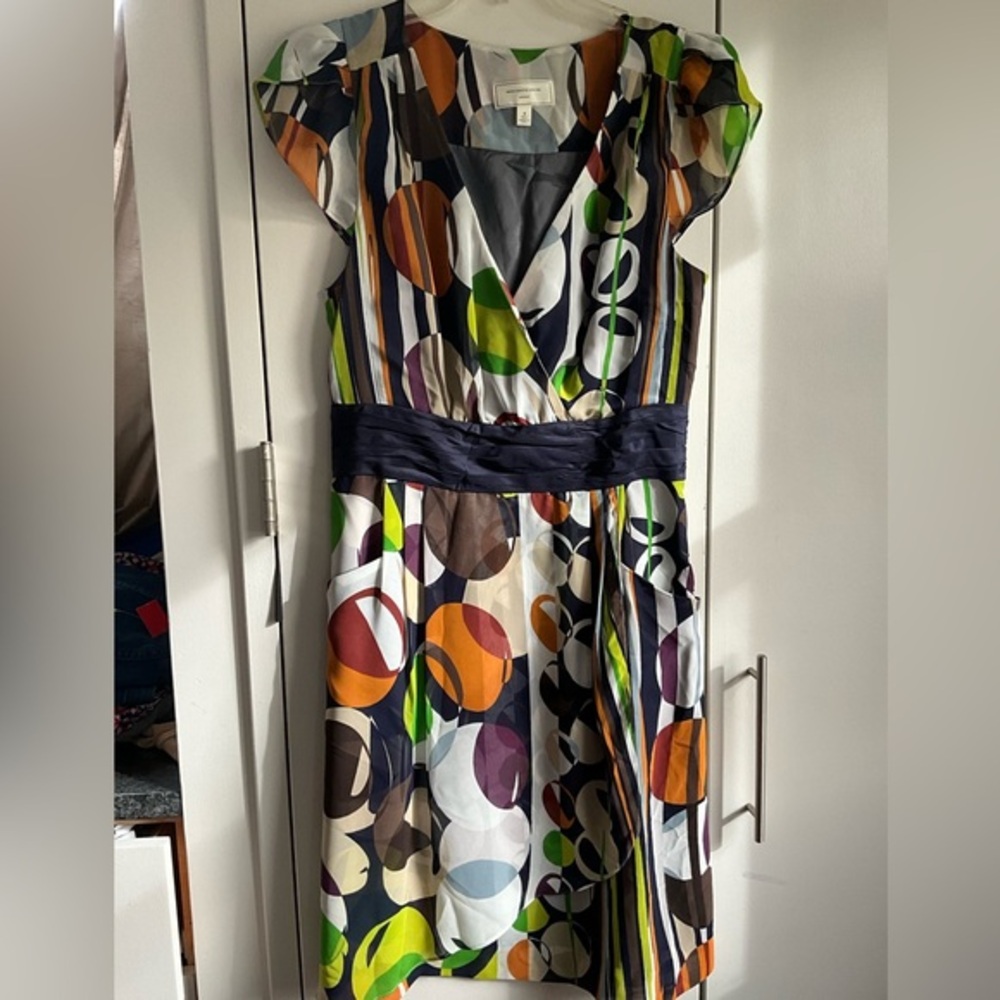 Moulinette Soeurs  Anthropologie Geometric Print Faux Wrap Dress, 4, MSRP $158